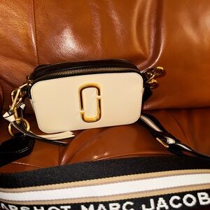 Marc Jacobs Beige Crossbody Bag with Gold Accents